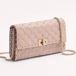 Valentino Garavani Rockstud Spike Tan Quilted Shoulder Bag